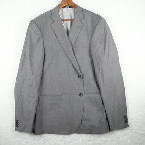 Vintage Blazer Mens 48L Long Gray Wool Two Button Super 120s Formal Wedding